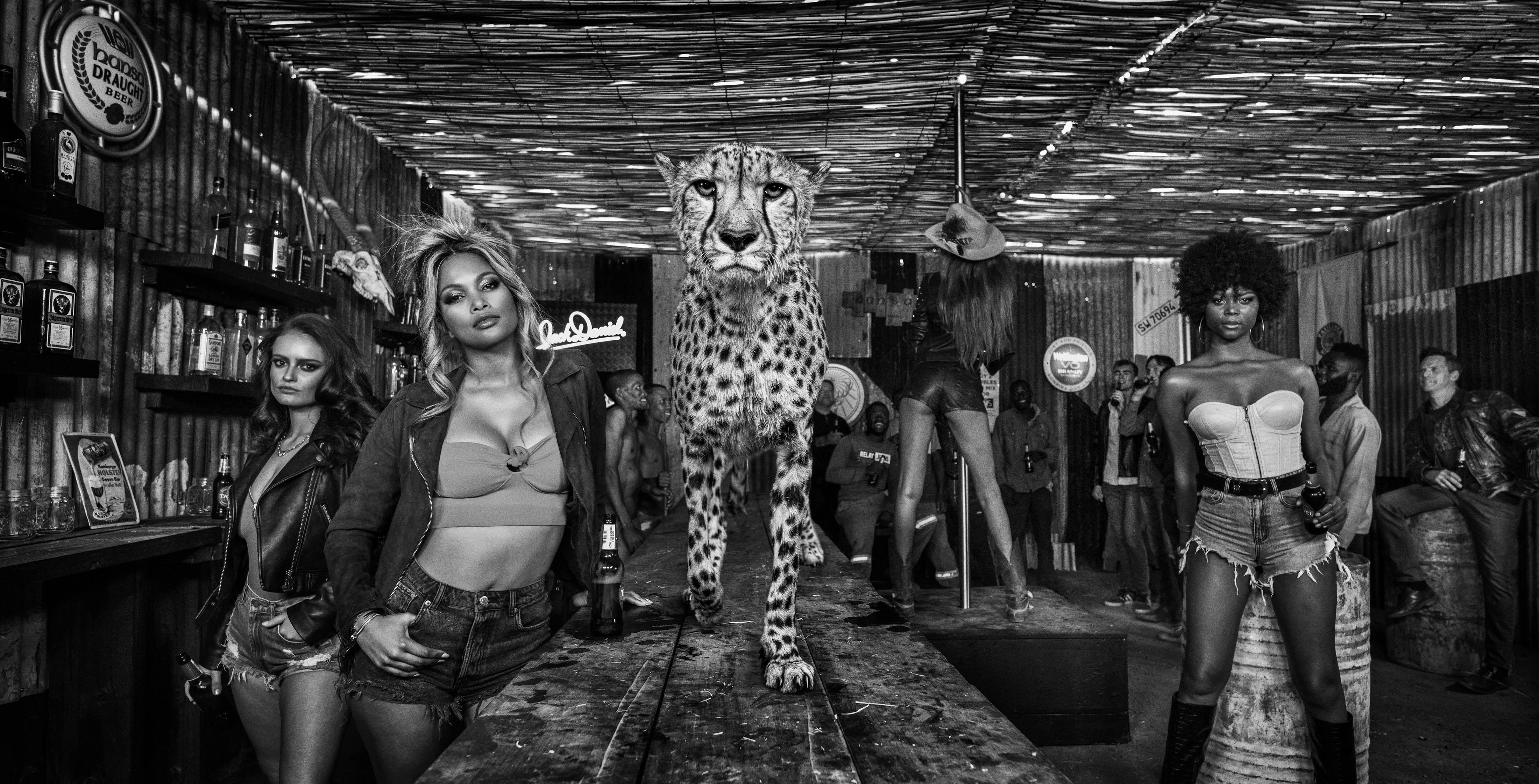 David Yarrow Black and White Photograph - Cheetahs 
