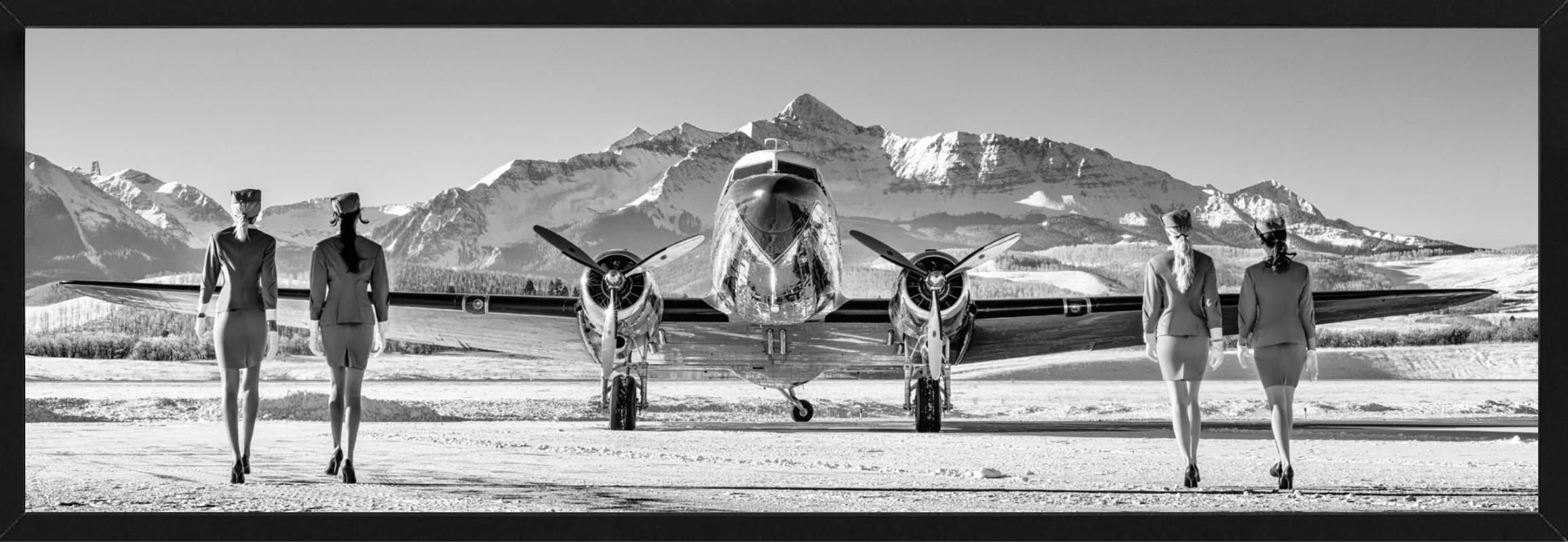 'Come fly with me' - silver airplaine in Telluride , fine art photography, 2023 - Photograph by David Yarrow