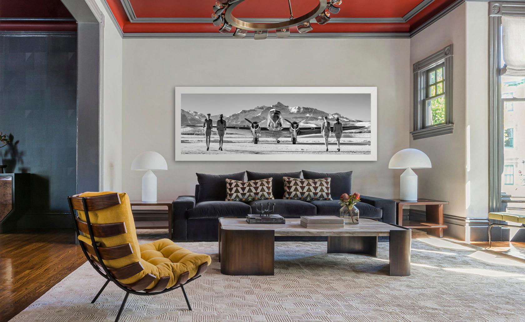 'Come fly with me' - silver airplaine in Telluride , fine art photography, 2023 - Contemporary Photograph by David Yarrow