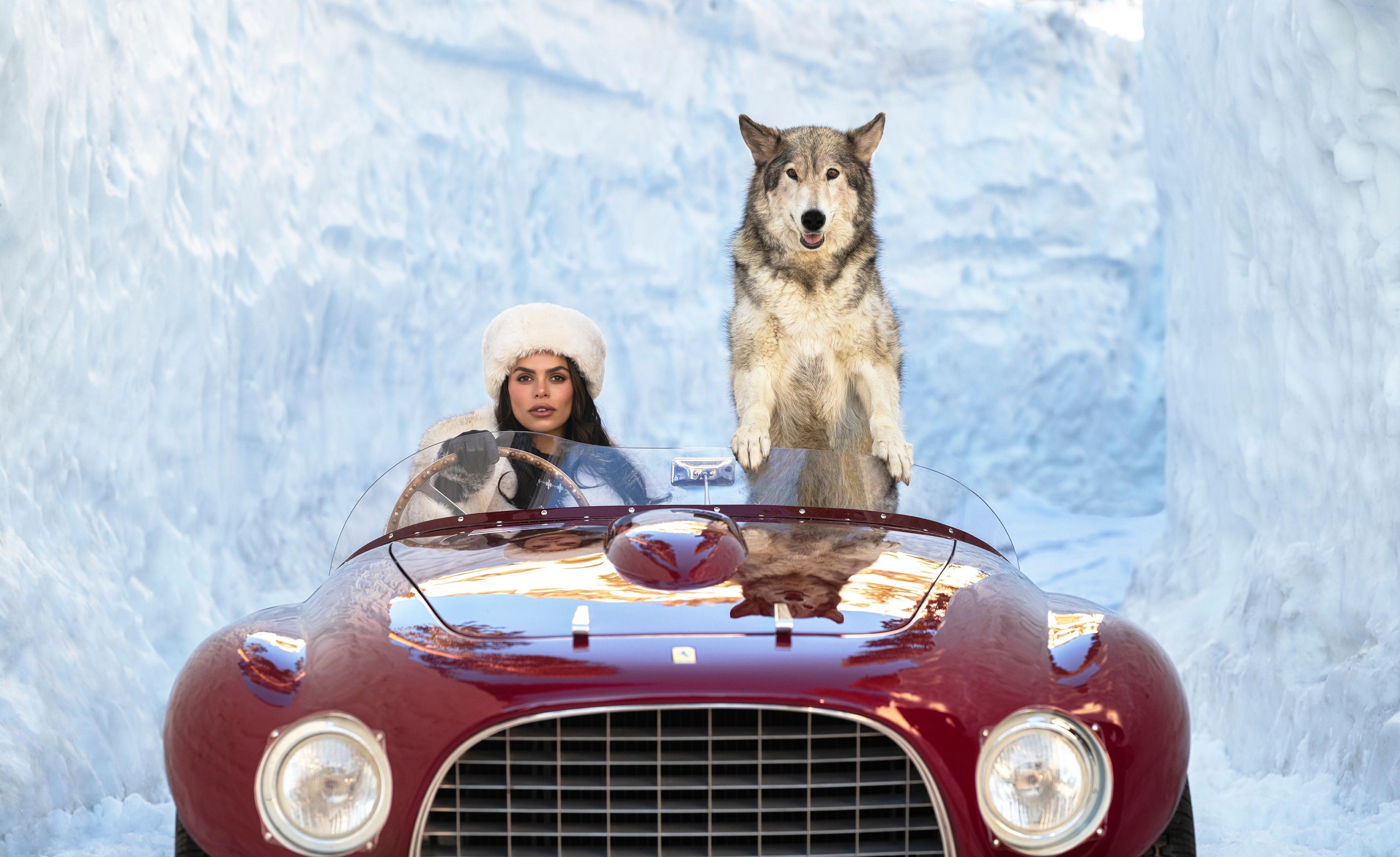 Color Photograph David Yarrow - Driving Home for Christmas (Colour) - Ferrari - Wolf - Lake Tahoe