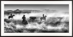 "Drovers" Cowboys and Cattle in West Texas Framed Black and White Photograph