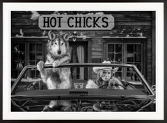 Hot Chicks with Josie Canseco Black and White Photo with Wolf in Montana 