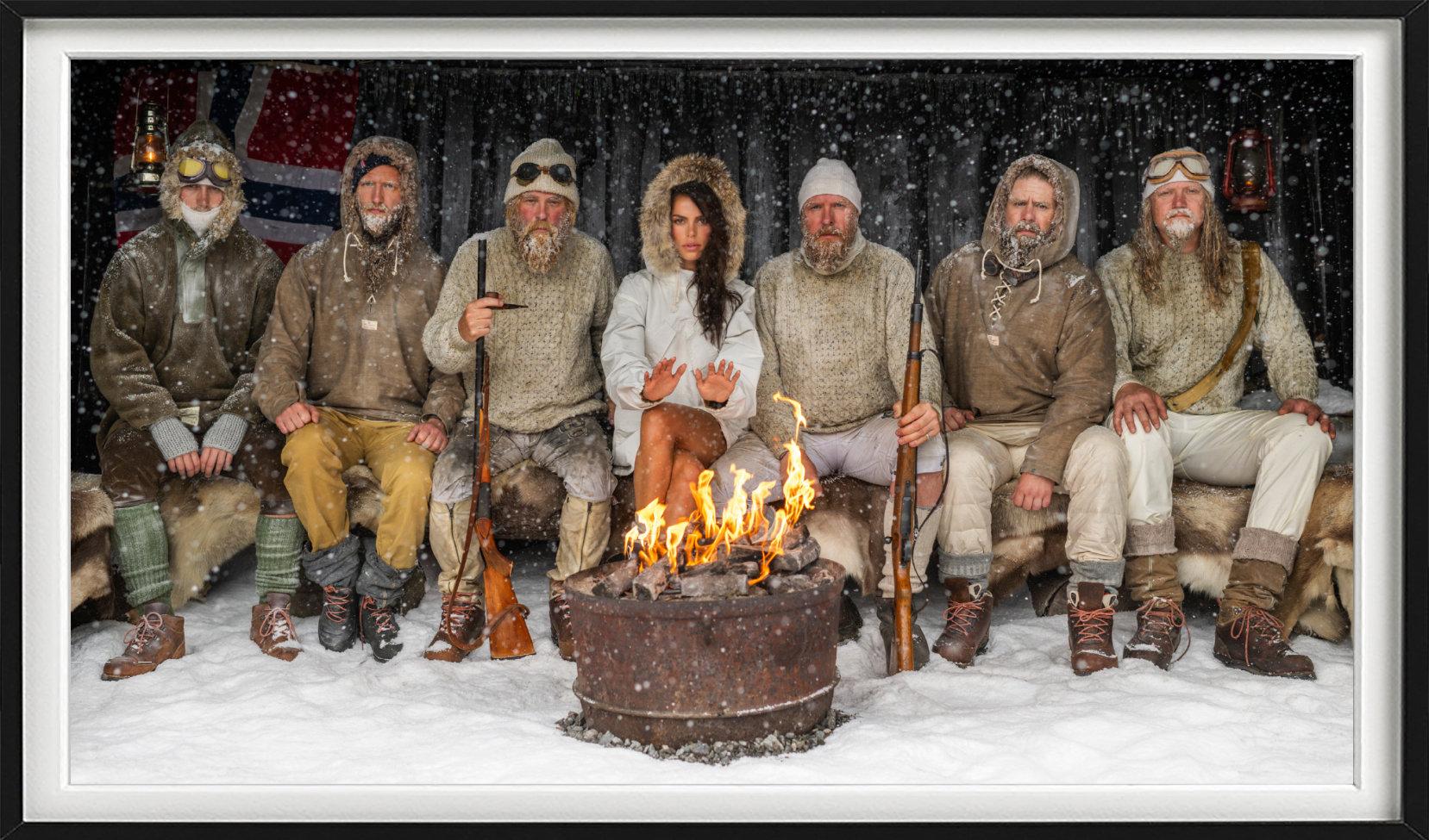 Ice Ice Baby - Brooks Nader with Polar Explorers Sitting Around Fireplace Colour For Sale 3