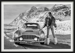 James? - Semi Nude in Fur Coat with James Bond Car, Fine Art Photography, 2023