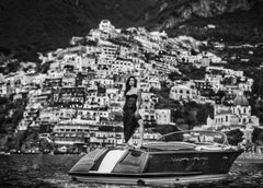 La Dolce Vita, Positano, Italy - Model on Motorboat, fine art photography, 2024