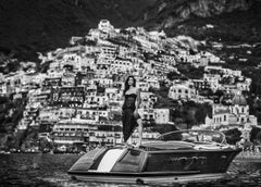 La Dolce Vita, Positano, Italy - Model on Motorboat, fine art photography, 2024