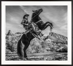 Living Without Boarders Black and White Cowboy on Horse Photo taken in Mexico