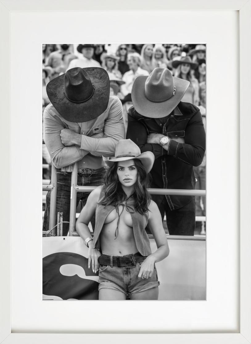 'Nice Hats' - Model and Two Cowboys at the Rodeo, fine art photography, 2023 For Sale 1
