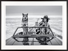 "On The Road Again" Sexy Badass Cindy Crawford in a Vintage Car with a Wolf