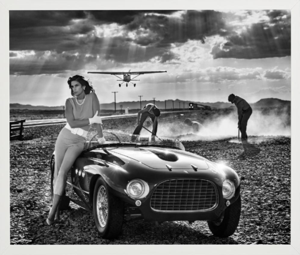 Planes, Trains and Automobiles - Supermodel Cindy Crawford with vintage Ferrari For Sale 3