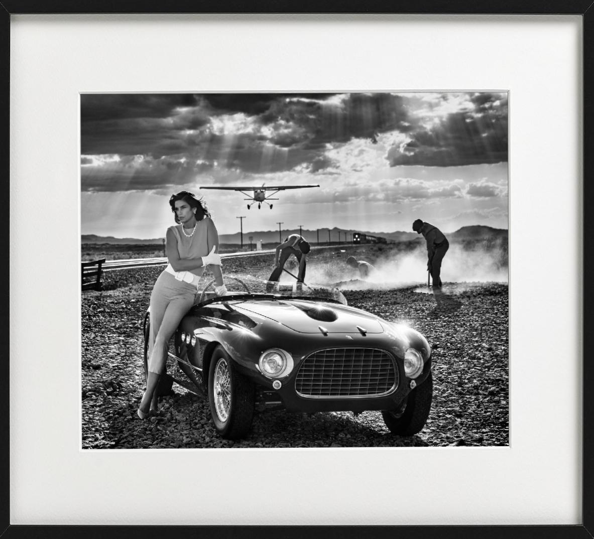 Planes, Trains and Automobiles - Supermodel Cindy Crawford with vintage Ferrari For Sale 4