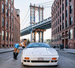 Pretty Woman - Supermodel Brooks Nader leaning against a car, Brooklyn New York