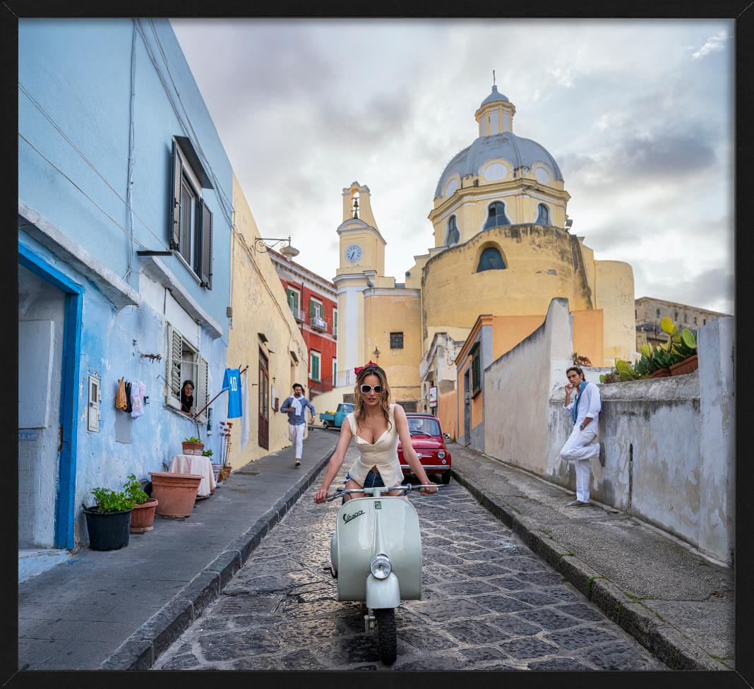 The Girl On The Vespa - A Woman Riding Through Town, Fine Art Photography, 2025 For Sale 1