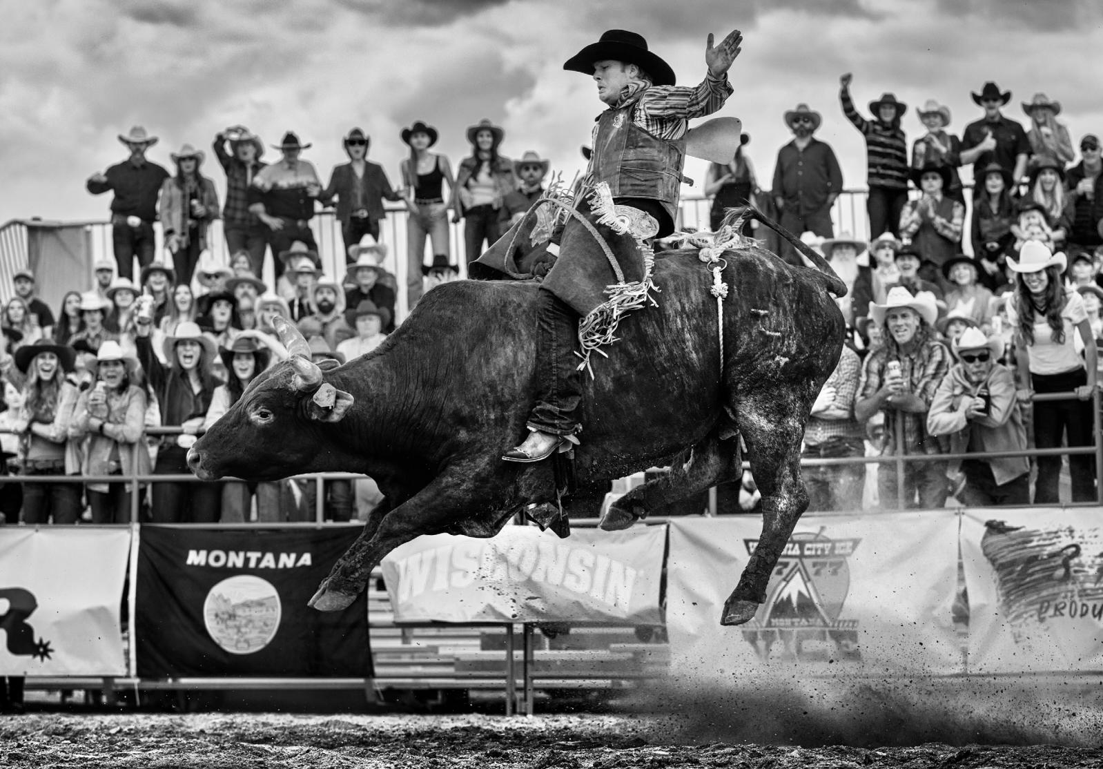 David Yarrow Black and White Photograph - Ride the Bull