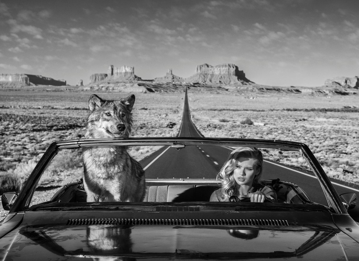 David Yarrow Black and White Photograph - Road trip, Archival pigment print, Contemporary Black and White photography