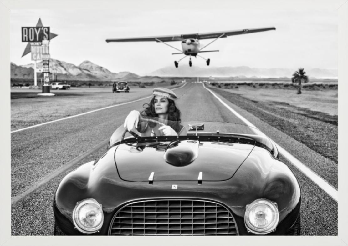 South by Southwest - Supermodel Cindy Crawford in vintage Ferrari on route 66 For Sale 3