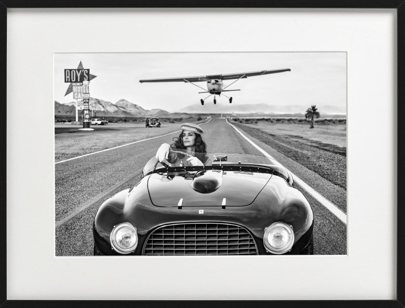 South by Southwest - Supermodel Cindy Crawford in vintage Ferrari on route 66 For Sale 4