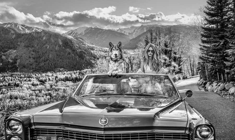Spring in Aspen (B&W) by David Yarrow - Colorado - 1966 Cadillac