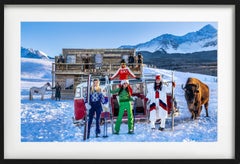 'The Gold Digger Saloon' - Models and Bison in Snow, Color FIne Art Photography