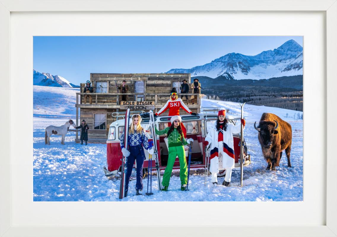 'The Gold Digger Saloon' - Models and Bison in snow , fine art photography, 2023 For Sale 1