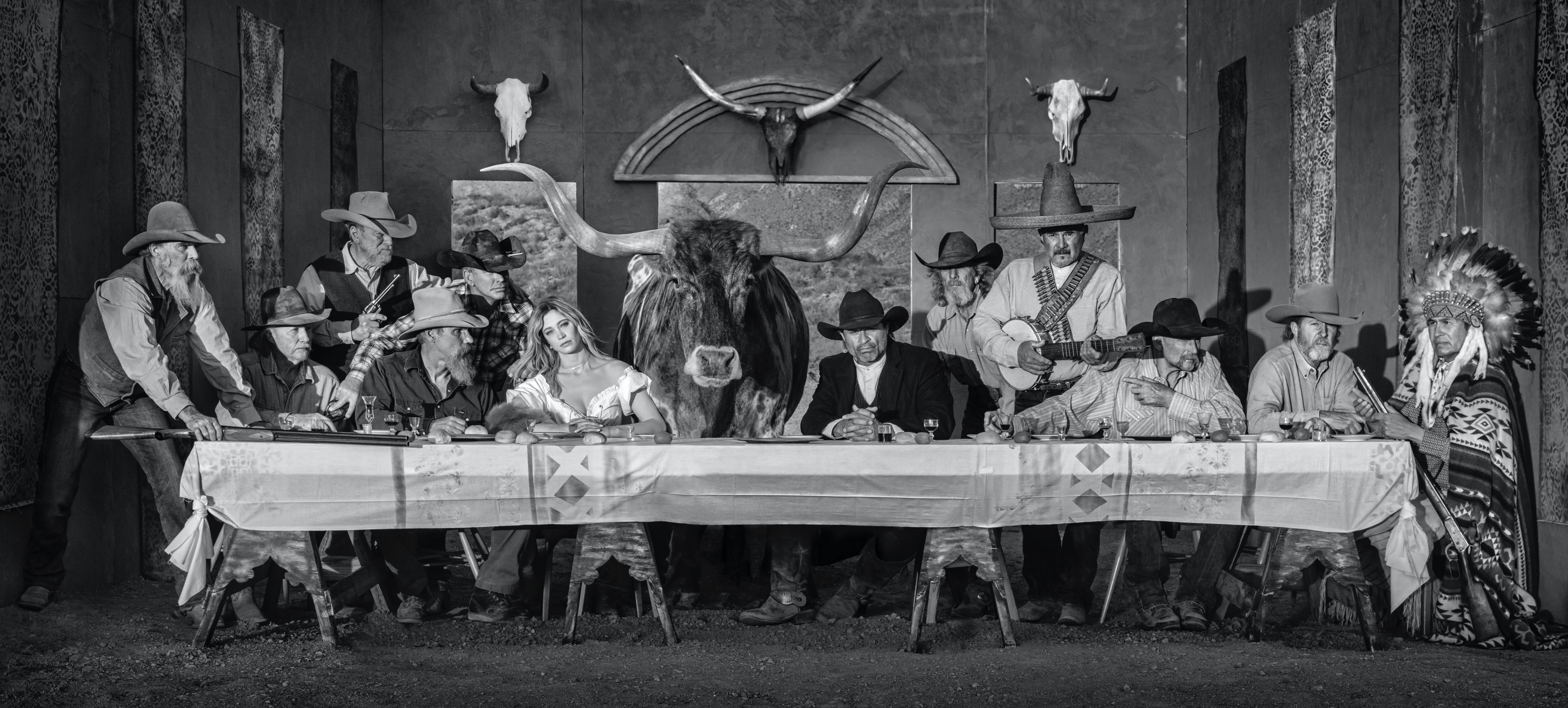David Yarrow Black and White Photograph - The Last Supper In Texas