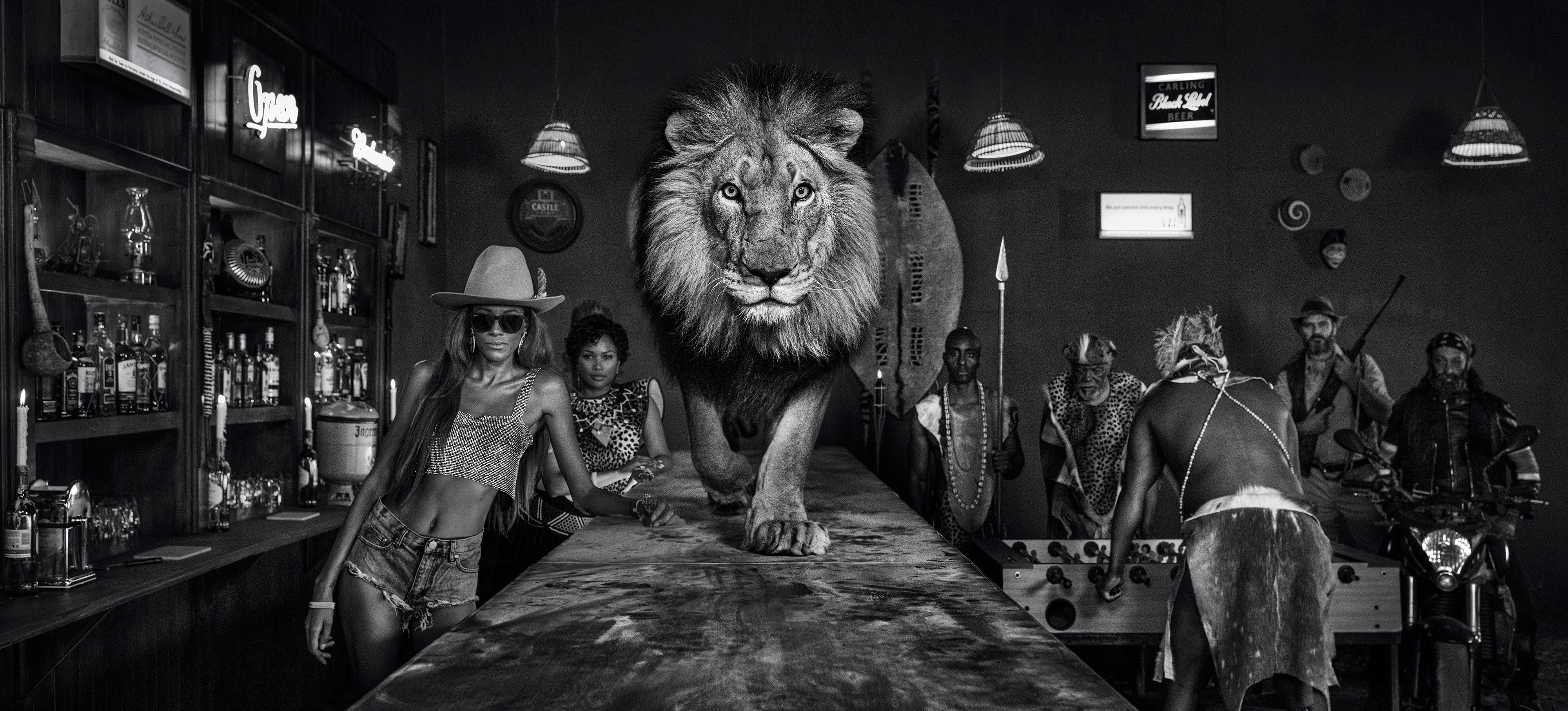 David Yarrow Black and White Photograph - The Lion's Den 