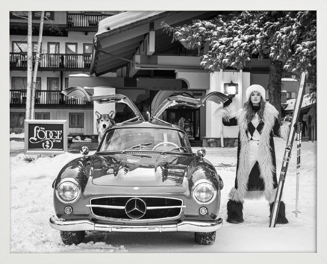 The Lodge at Vail - Model and vintage Mercedes, fine art photography, 2024 - Photograph by David Yarrow