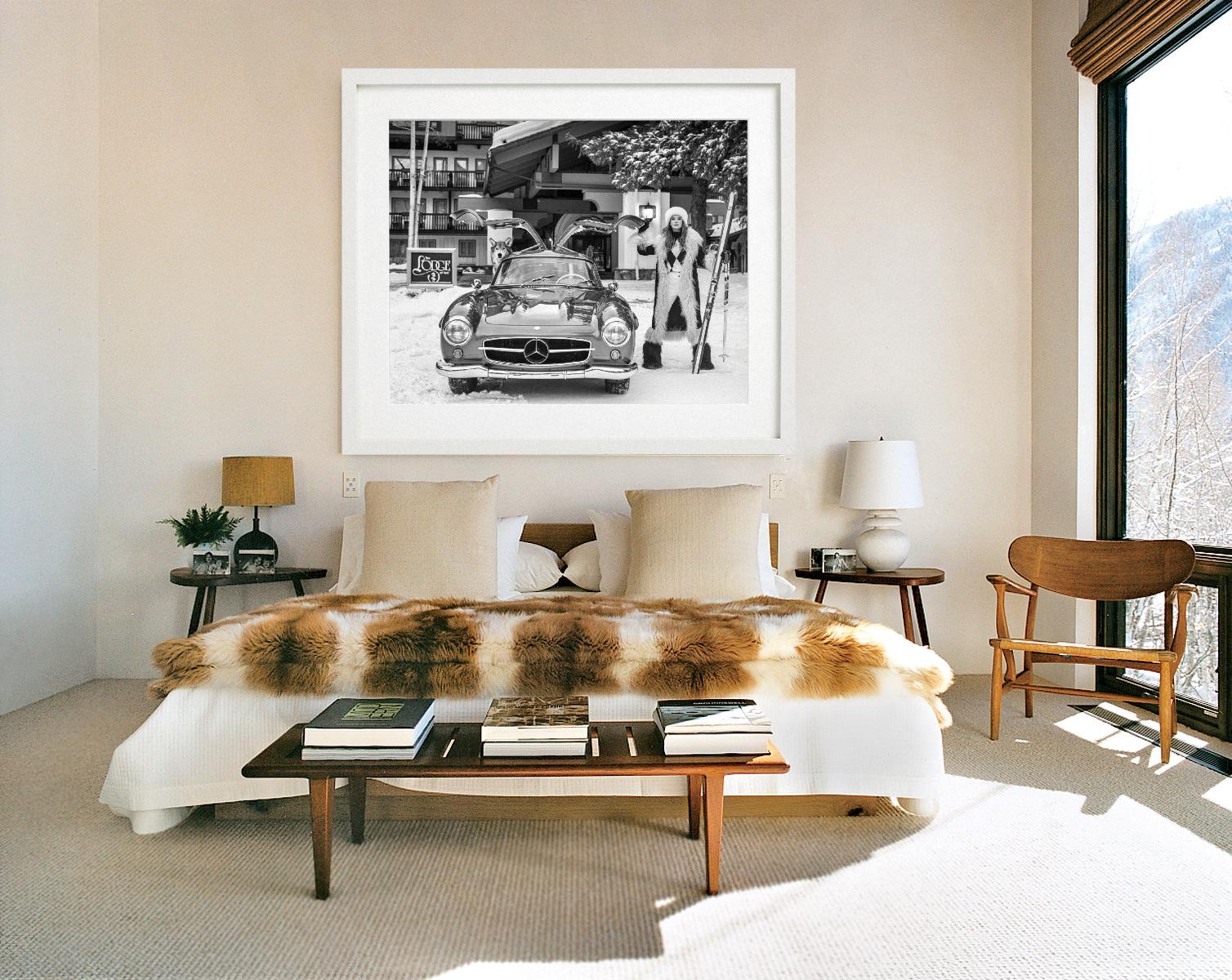 The Lodge at Vail - Model and vintage Mercedes, fine art photography, 2024 - Contemporary Photograph by David Yarrow