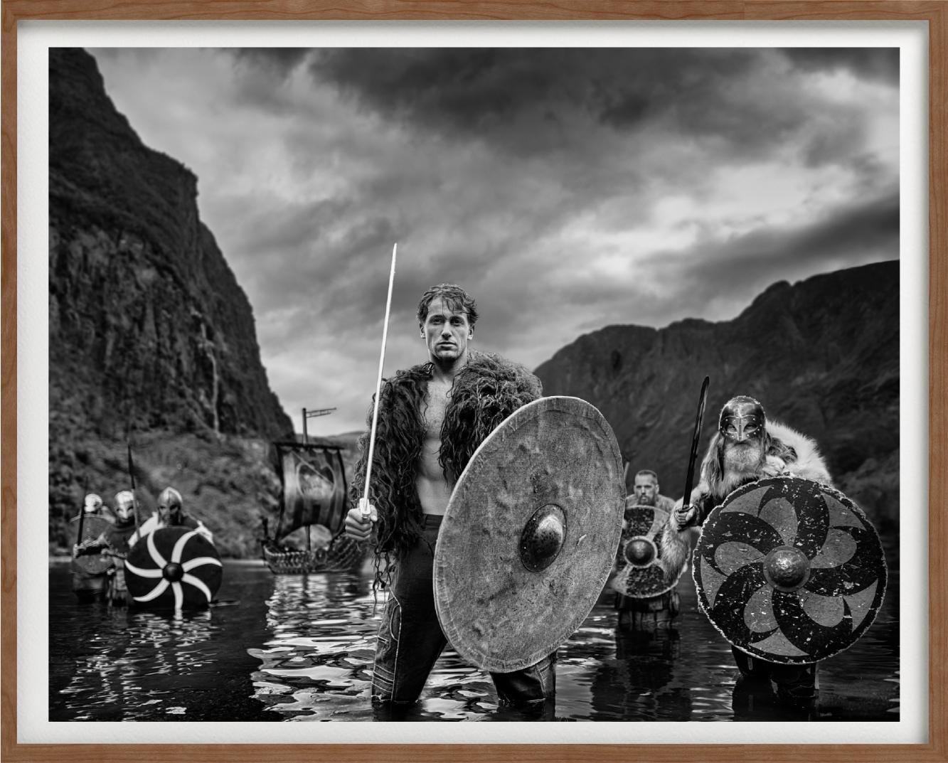 'The Viking' - Vikings standing in a Fjord, fine art photography, 2023 For Sale 1