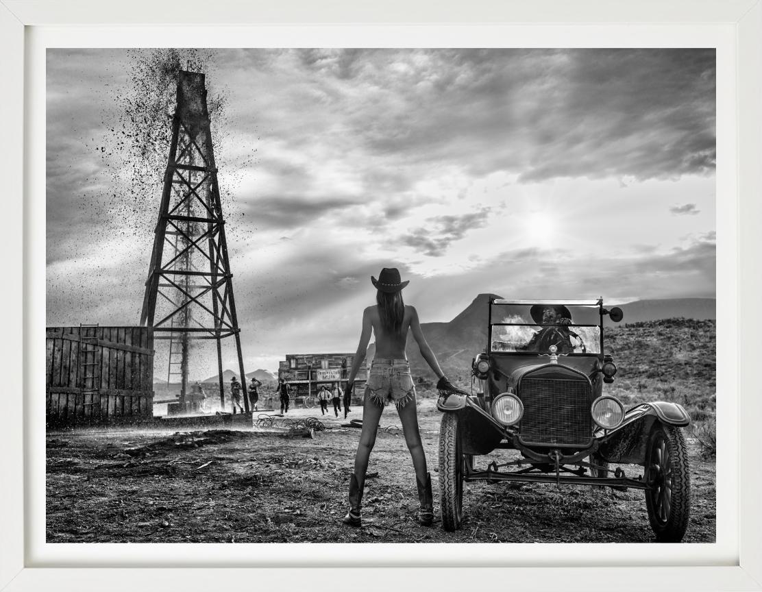'There will be Oil' - topless Model and oldtimer Car, fine art photography, 2023 For Sale 1