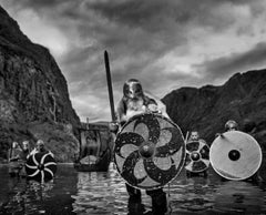 'Vikings' - Vikings standing in a Fjord, fine art photography, 2023