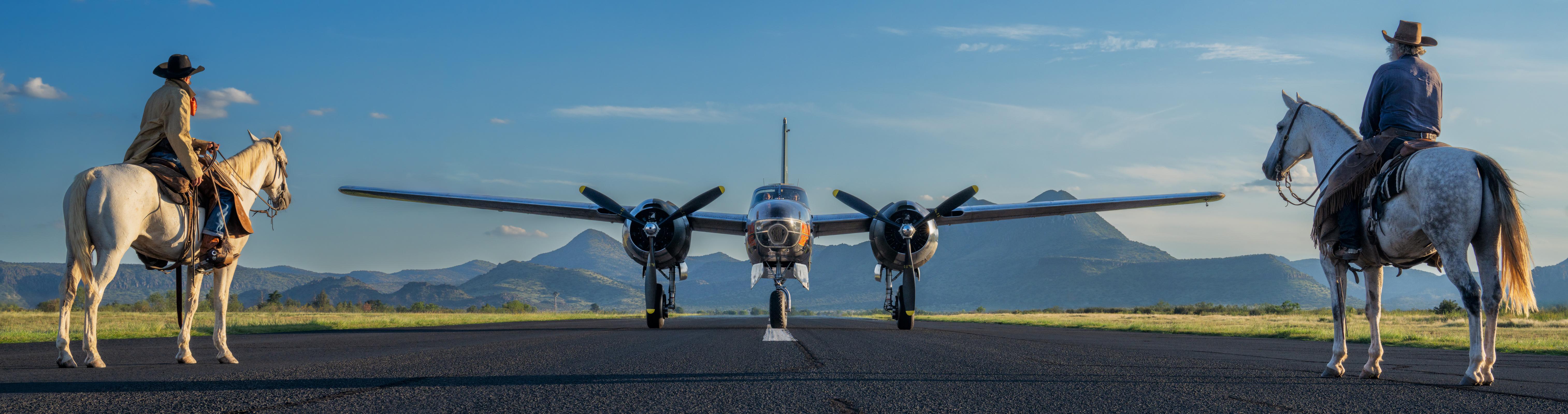 David Yarrow Color Photograph - Welcome to Texas (Colour) - Texas Plane - New Release