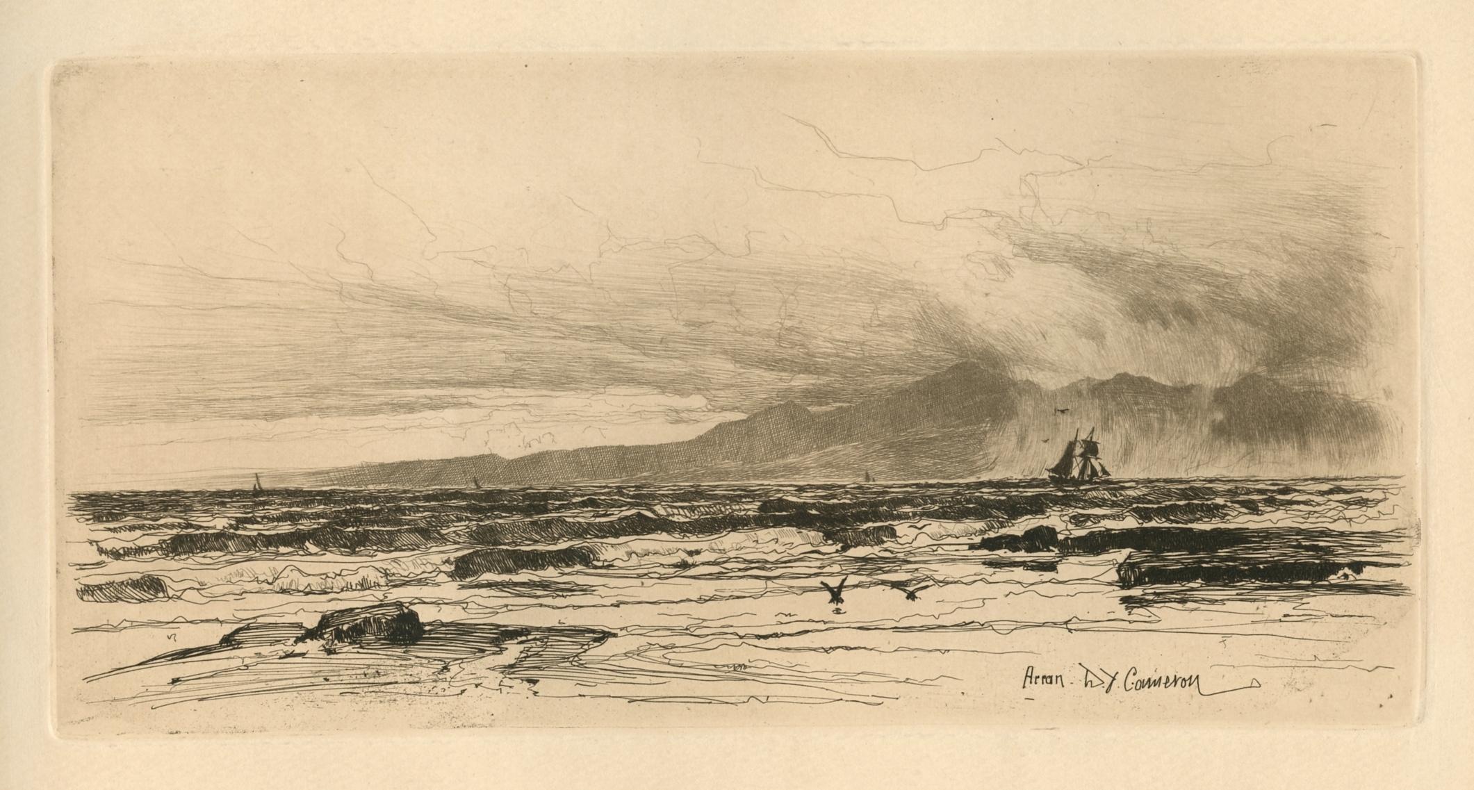"Arran" original etching - Print by David Young Cameron