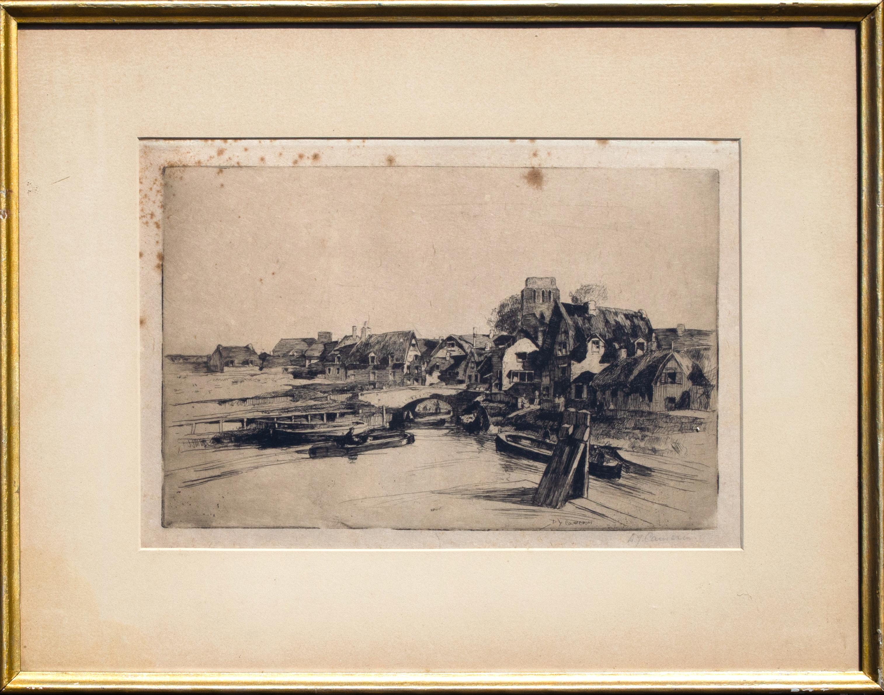 A.I.C. 19e C. Village européen Gravure - Print de David Young Cameron