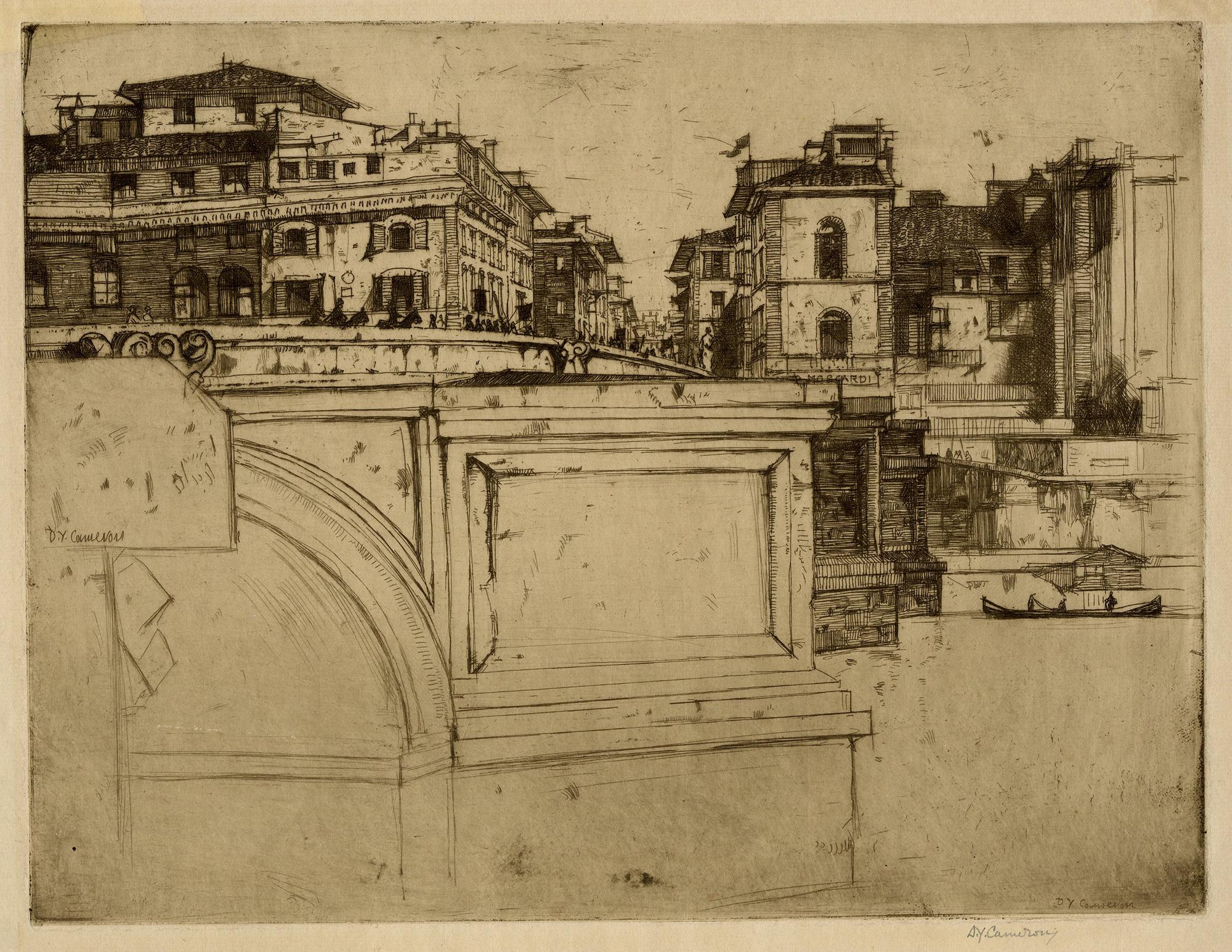 David Young Cameron Landscape Print – Ponte della Trinità, Florenz
