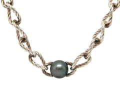 David Yurmam Tahitian Pearl Station Necklace in Sterling Silver