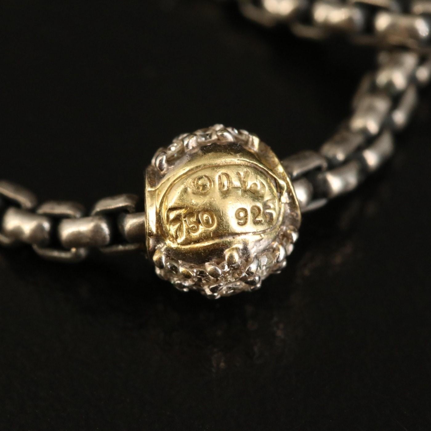 David Yurman 18K & Sterling 0.31 ctw Diamond (H-I / VSI - SI1)  Necklace In Good Condition For Sale In Leesburg, VA