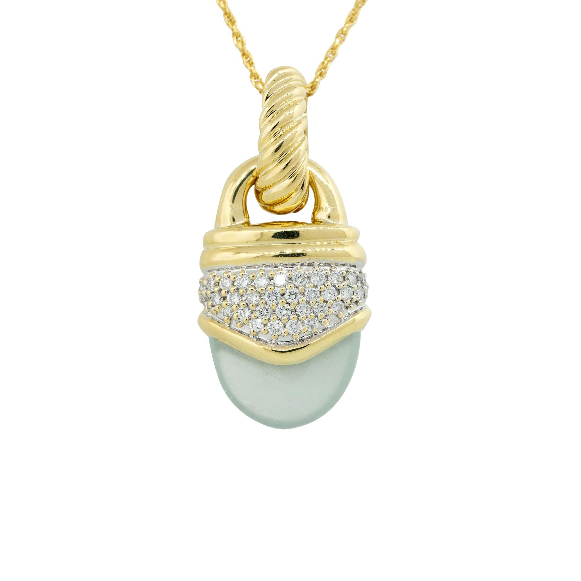 Modern David Yurman 0.45 Carat Diamond & Chalcedony Pendant Necklace 18 Karat In Stock For Sale