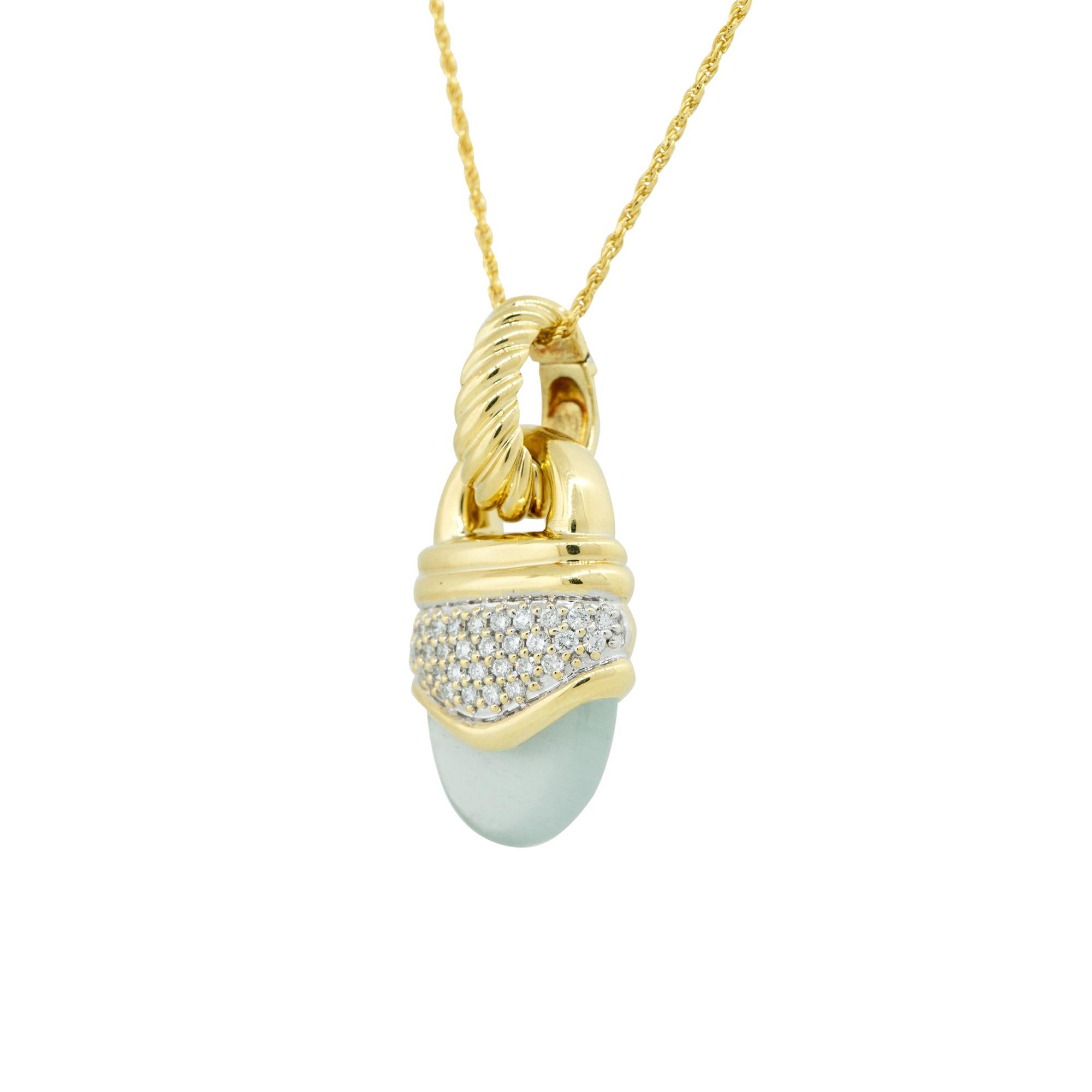 Round Cut David Yurman 0.45 Carat Diamond & Chalcedony Pendant Necklace 18 Karat In Stock For Sale