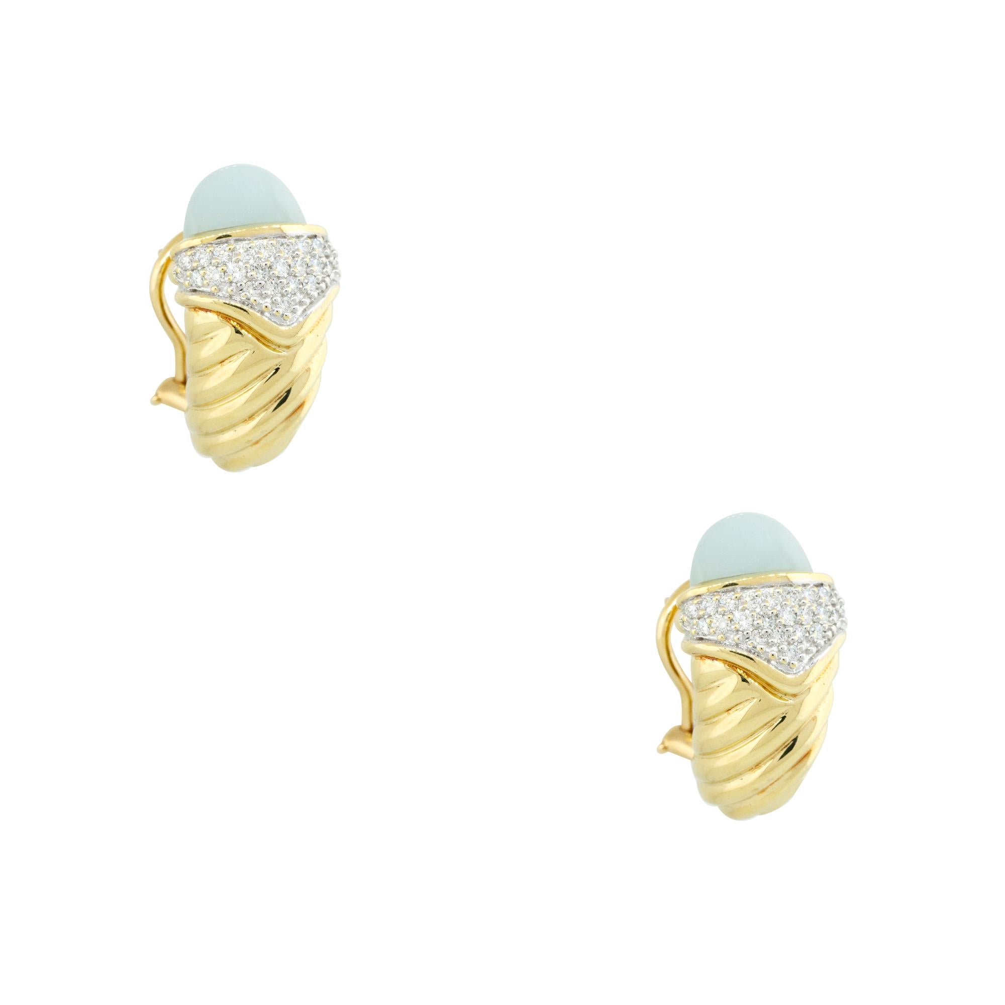 Modern David Yurman 0.45 Carat Pave Diamond & Chalcedony Earrings 18 Karat In Stock For Sale
