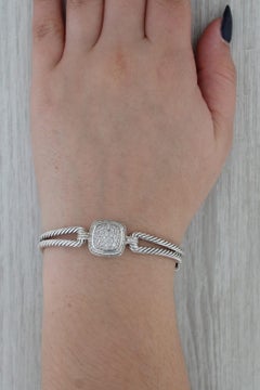 David Yurman 0,70ctw Diamond Albio Kabel Armreif Armband Sterling Silber 6,5"
