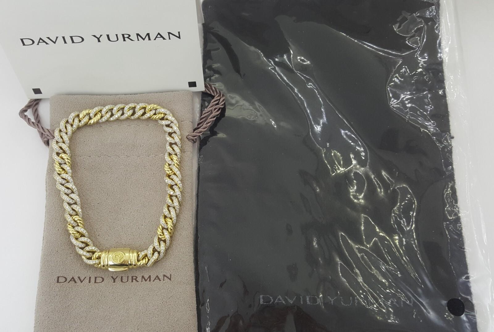 David Yurman 0.92 ct 18K Yellow Gold Curb Chain Bracelet In Excellent Condition For Sale In Chicago, IL