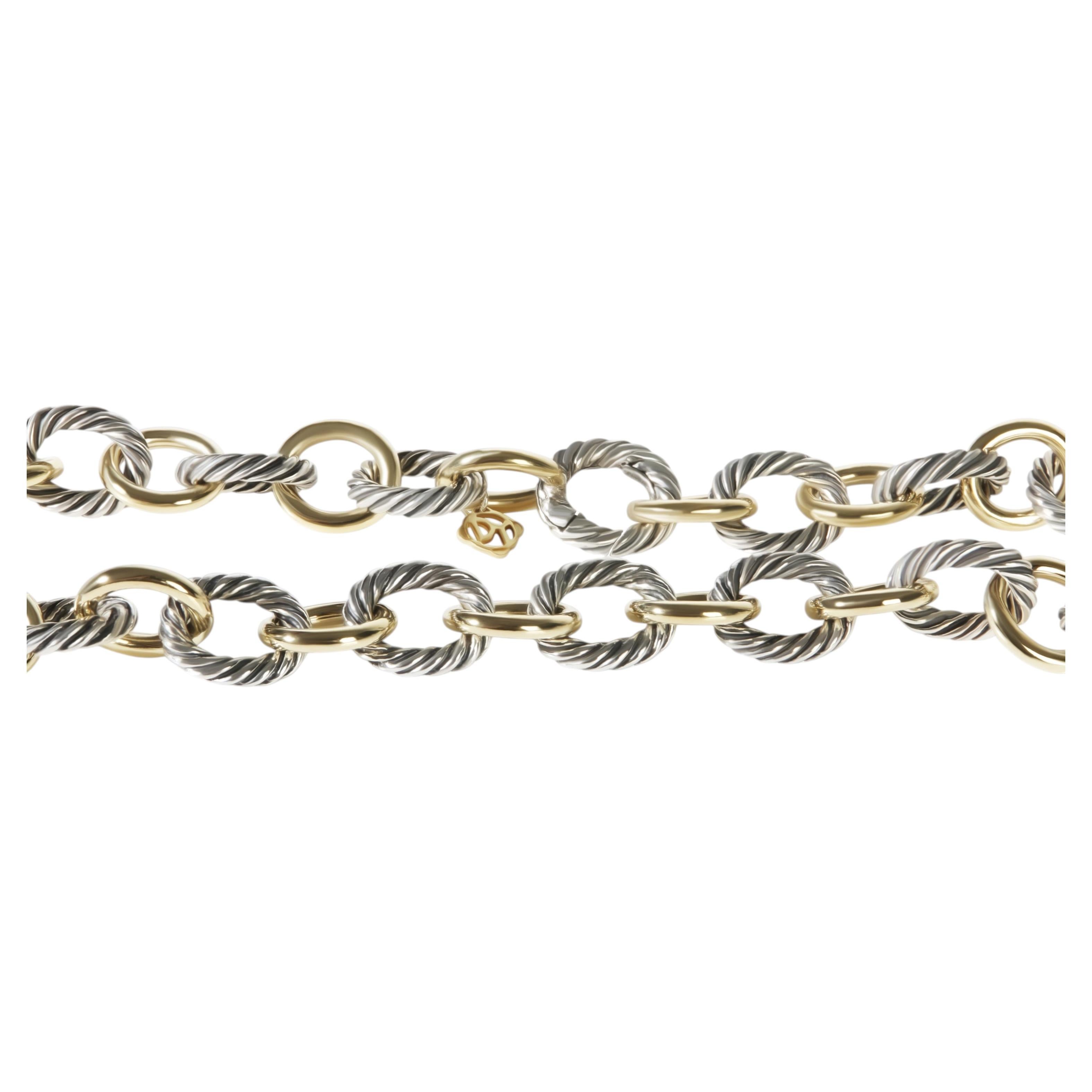 David Yurman 1/4 18K Yellow Gold & Sterling Silver Oval Link Necklace in vendita