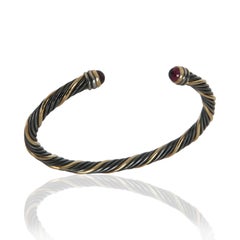 David Yurman 1/5 Yellow Gold & Sterling Silver Tourmaline Cable Classic Bracelet