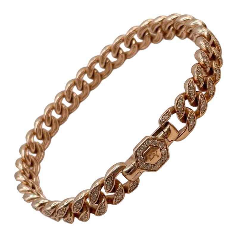 David Yurman Diamond and Rose Gold Chain Bracelet For Sale