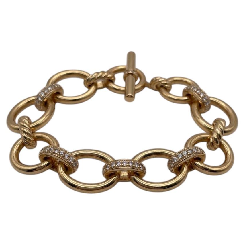 David Yurman Diamond 18k Yellow Gold Mercer Chain Bracelet