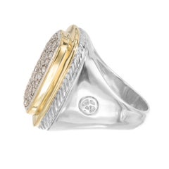 David Yurman 1.00ct Pave Diamond Gold Silver Albion Cocktail Ring