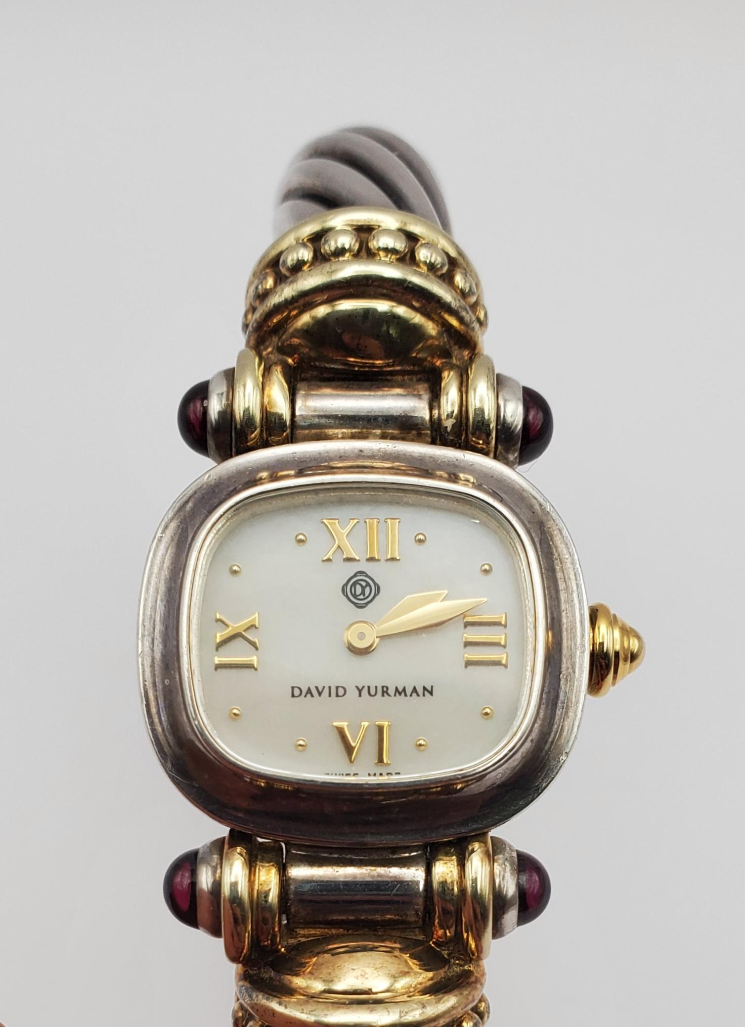 Women's David Yurman 10mm Cable Collection Mop Dial Bangle Watch