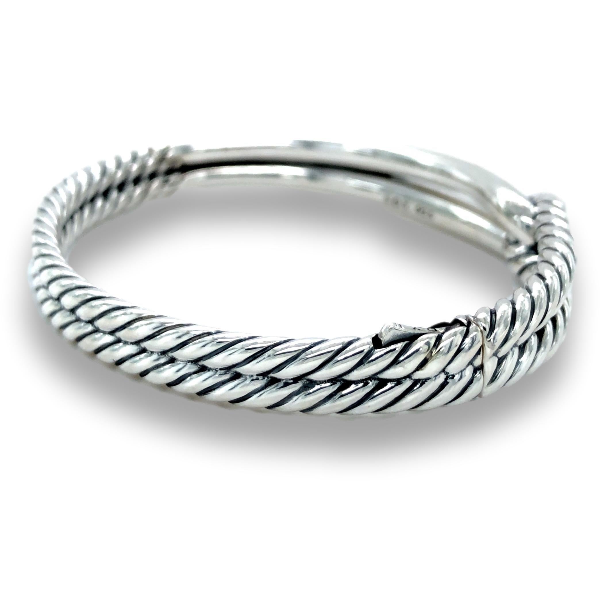 Modern David Yurman 10mm Sterling Silver Labyrinth Single-Loop Bracelet Medium Size