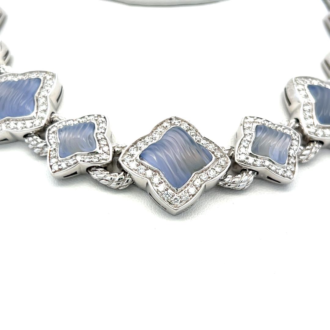 David Yurman Bracelet à maillons en or blanc 18 carats avec diamants brillants ronds de 11,60 carats Pour femmes en vente
